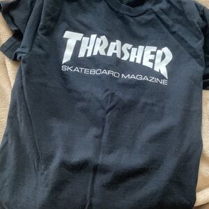 Thrasher Black Tee with White Logo